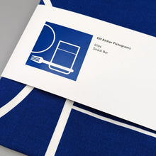 Load image into Gallery viewer, Otl Aicher tea towel blue Snack Bar 0194