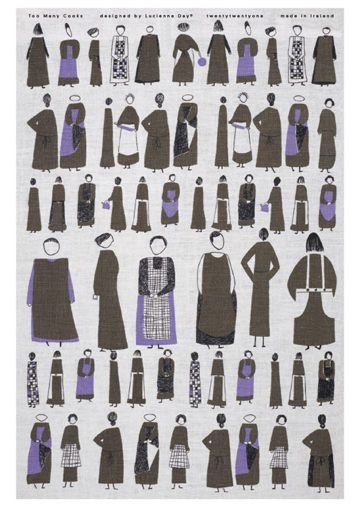 Lucienne Day tea towel Too Many Cooks