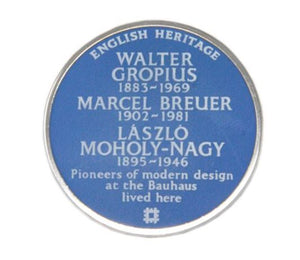 English Heritage blue plaque Bauhaus pin badge
