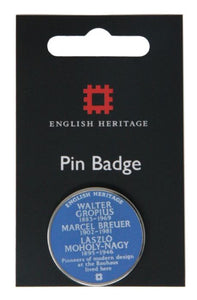 English Heritage blue plaque Bauhaus pin badge