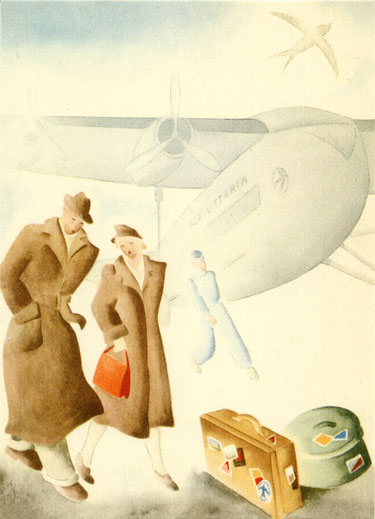Greeting card - Ala Littoria airline (1934)
